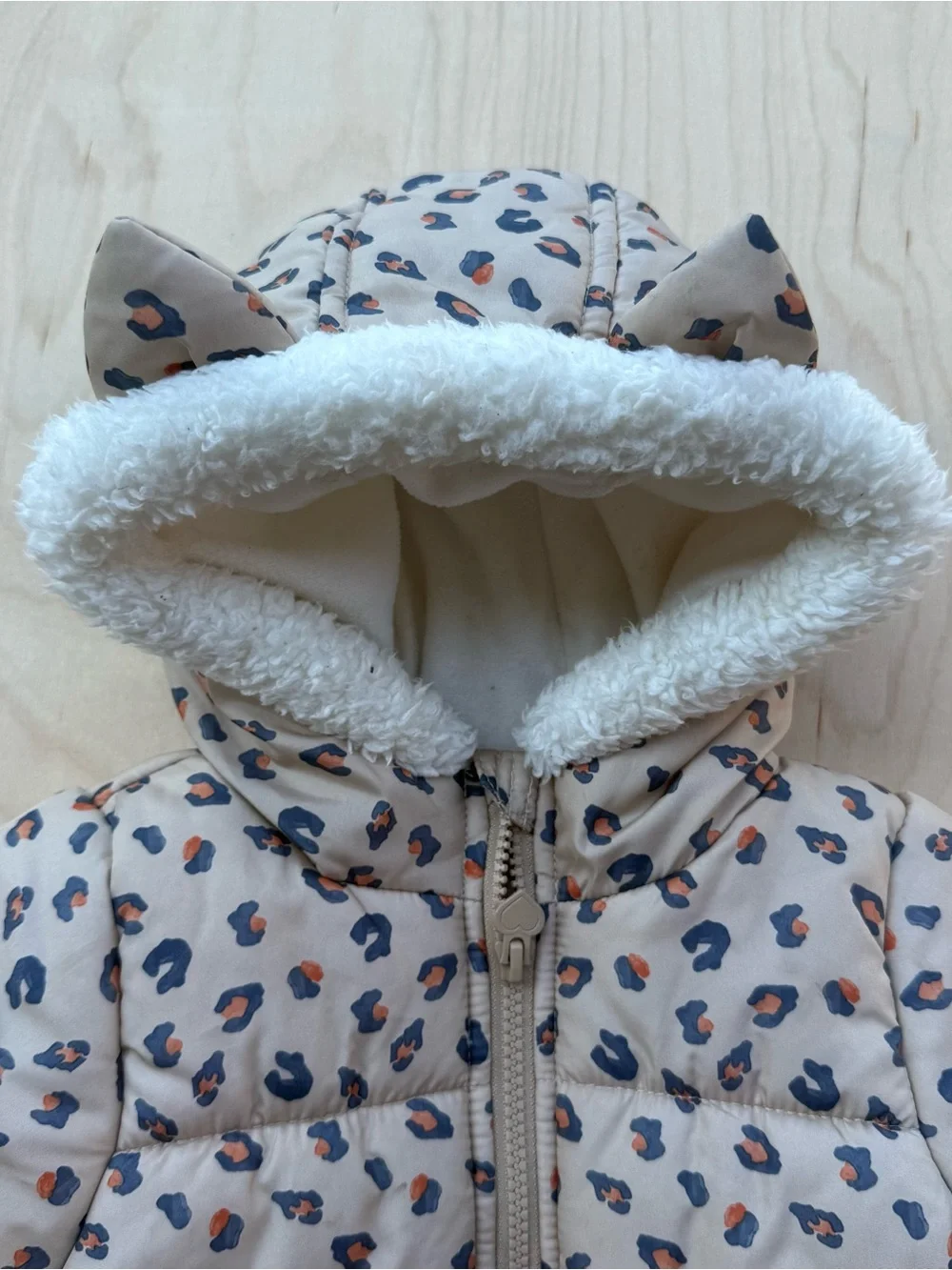 Just One You by Carters Leopard Print Puffer Jacket Fleece Lined Animal Ears 2T
